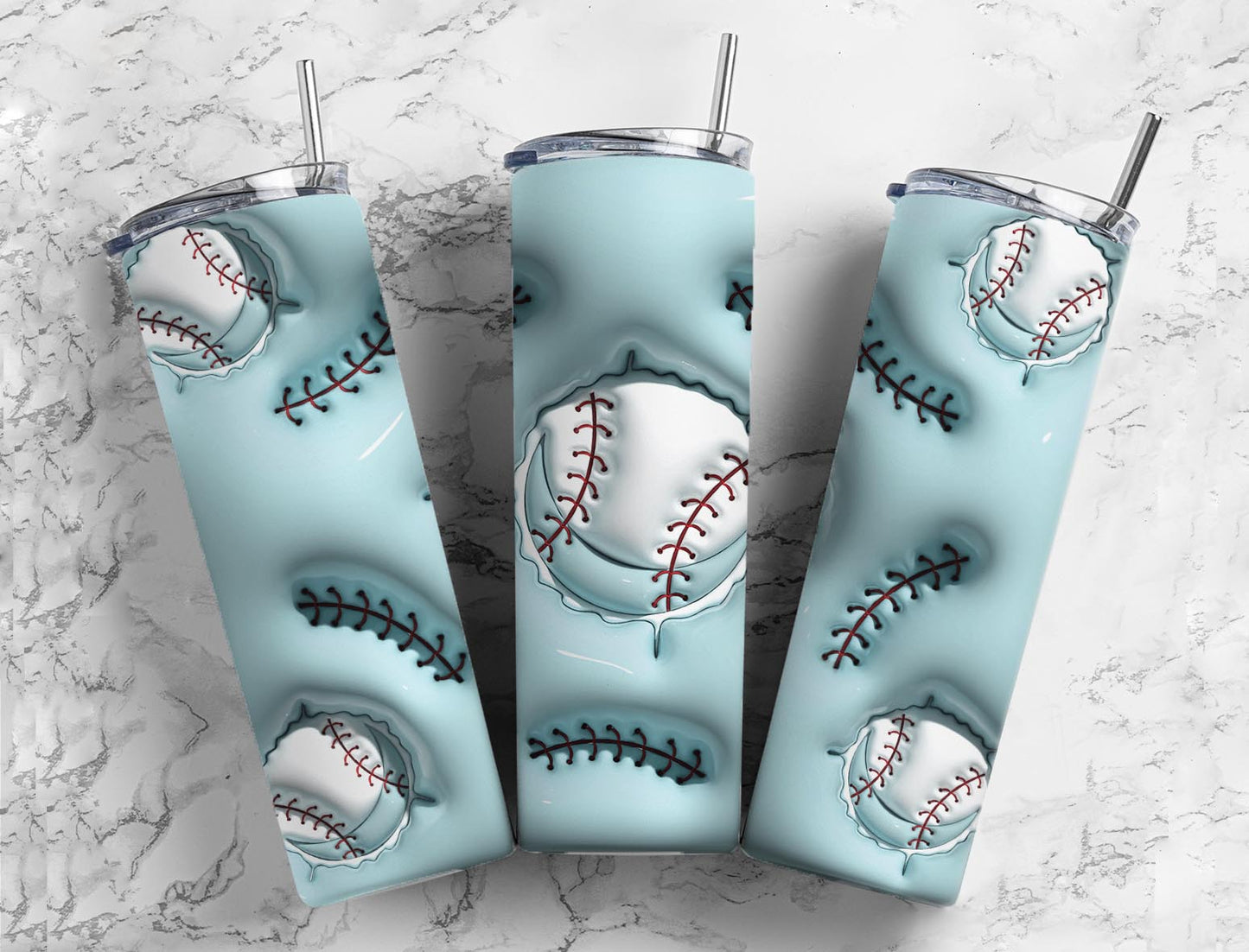 Baseball Sports 20oz Sublimation Tumbler Designs, 3D Inflated puff 9.2 x 8.3 Tumbler Png, Digital Download