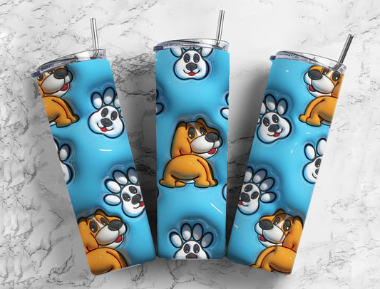 Dog Paw 20oz Sublimation Tumbler Designs, 3D Inflated 9.2 x 8.3”  Tumbler Png, Digital Download