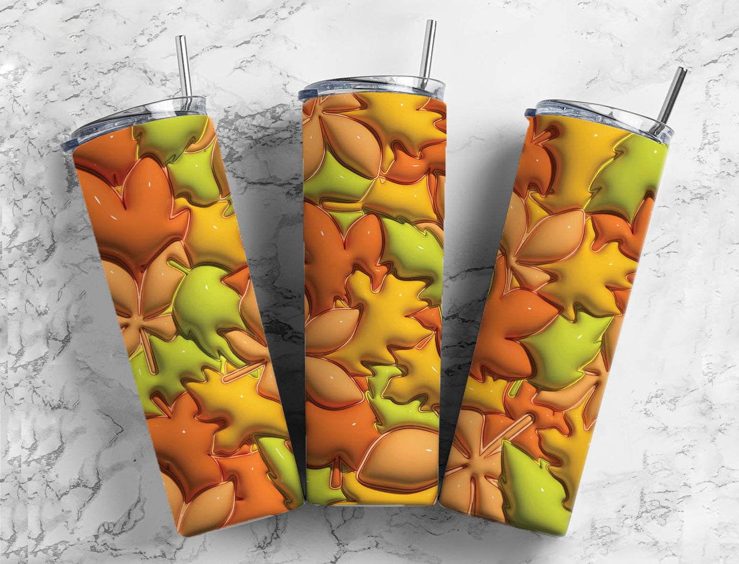 Autumn Leaves 20oz Sublimation Tumbler Designs, 3D Inflated 9.2 x 8.3”  Tumbler Png, Digital Download