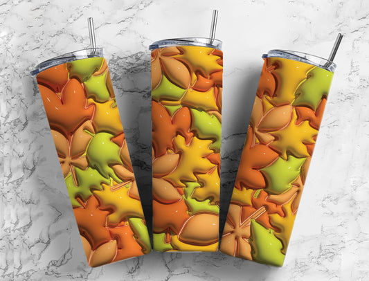 Autumn Leaves 20oz Sublimation Tumbler Designs, 3D Inflated 9.2 x 8.3”  Tumbler Png, Digital Download