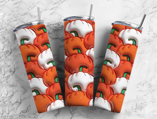 Pumpkin 20oz Sublimation Tumbler Designs, 3D Inflated 9.2 x 8.3”  Tumbler Png, Digital Download