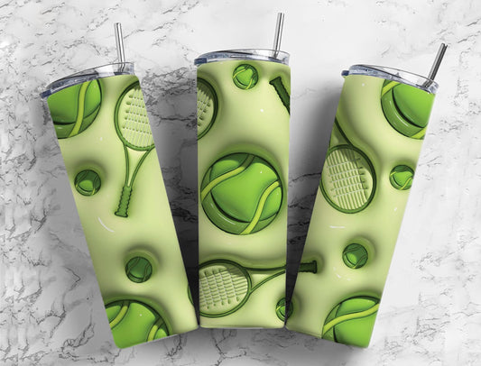 Tennis Sport 20oz Sublimation Tumbler Designs, 3D Inflated puff 9.2 x 8.3 Tumbler Png, Digital Download