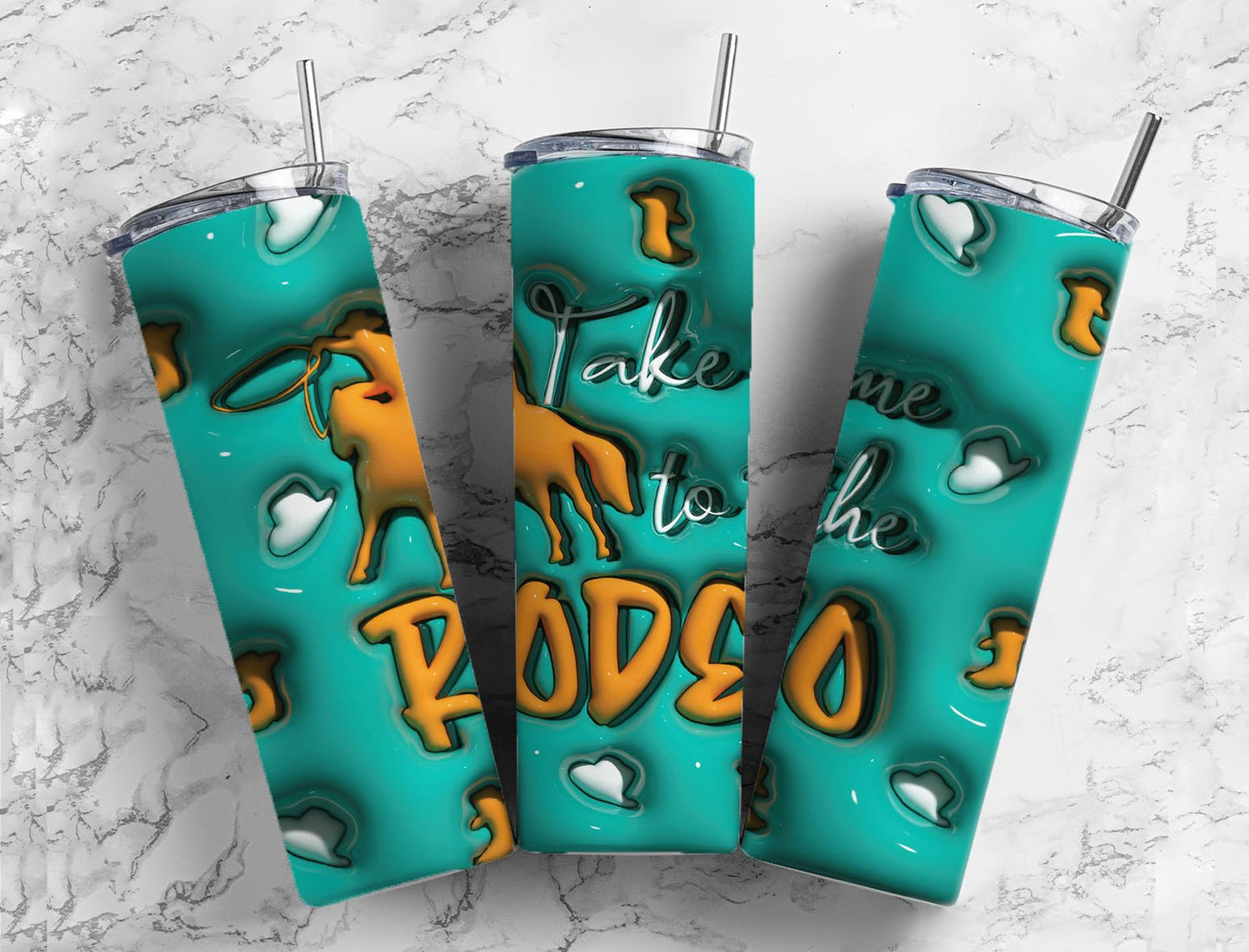 Take me to the rodeo 20oz Sublimation Tumbler Designs, 3D Inflated puff 9.2 x 8.3” Tumbler Png, Digital Download