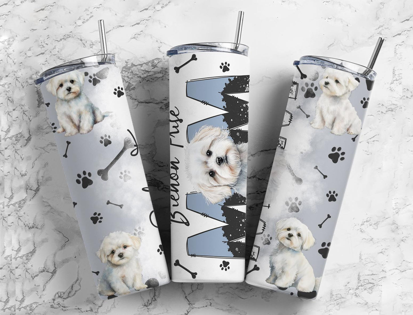 Bichon Frise 20oz Sublimation Tumbler Designs, Dog Mom 9.2 x 8.3”  Tumbler Png, Digital Download