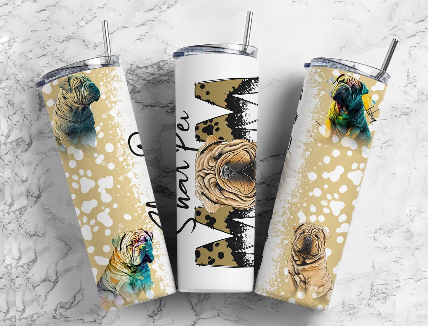 Shar Pei 20oz Sublimation Tumbler Designs, Dog Mom 9.2 x 8.3”  Tumbler Png, Digital Download