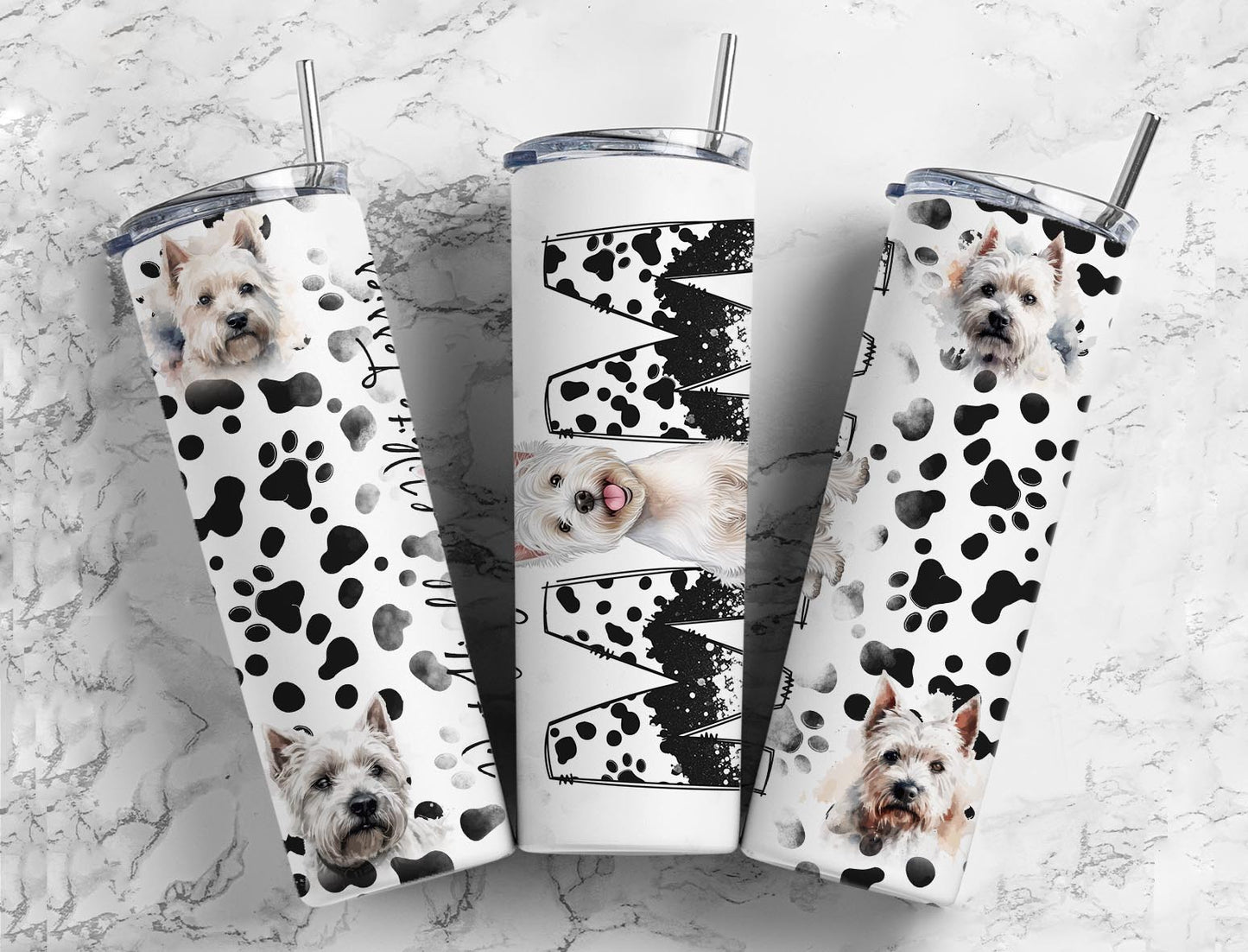 West Highland White Terrier 20oz Sublimation Tumbler Designs, Dog Mom 9.2 x 8.3”  Tumbler Png, Digital Download