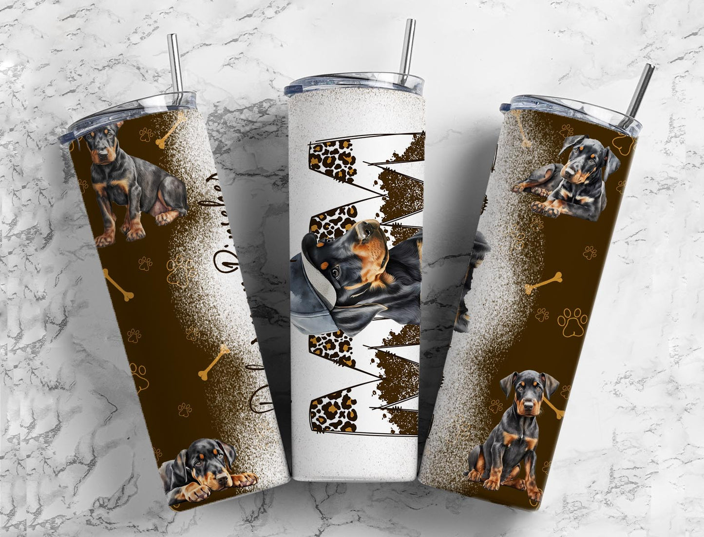 Doberman Pinscher 20oz Sublimation Tumbler Designs, Dog Mom 9.2 x 8.3”  Tumbler Png, Digital Download