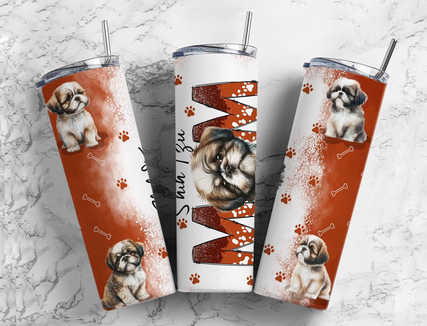 Shih Tzu 20oz Sublimation Tumbler Designs, Dog Mom 9.2 x 8.3”  Tumbler Png, Digital Download