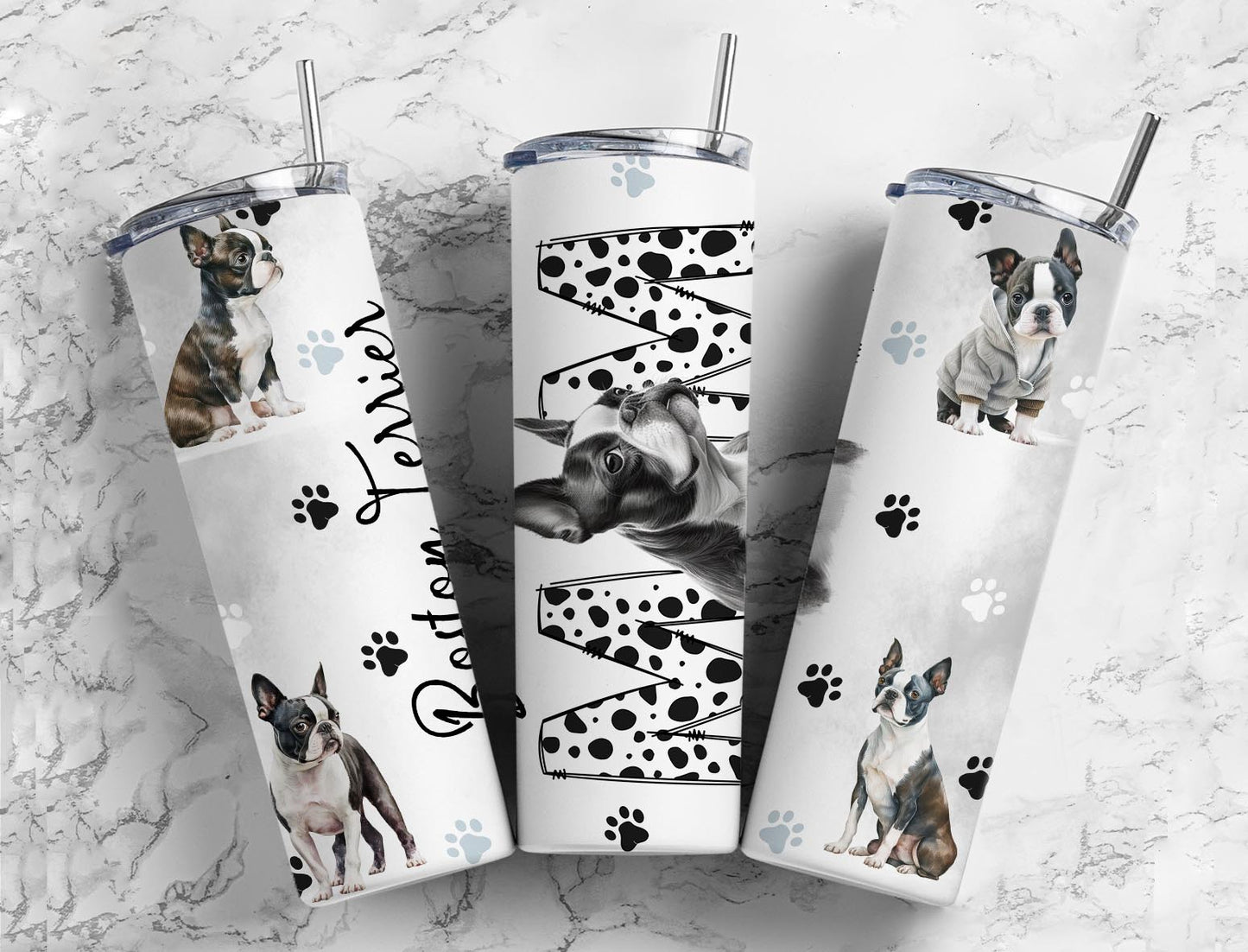 Boston Terrier 20oz Sublimation Tumbler Designs, Dog Mom 9.2 x 8.3”  Tumbler Png, Digital Download