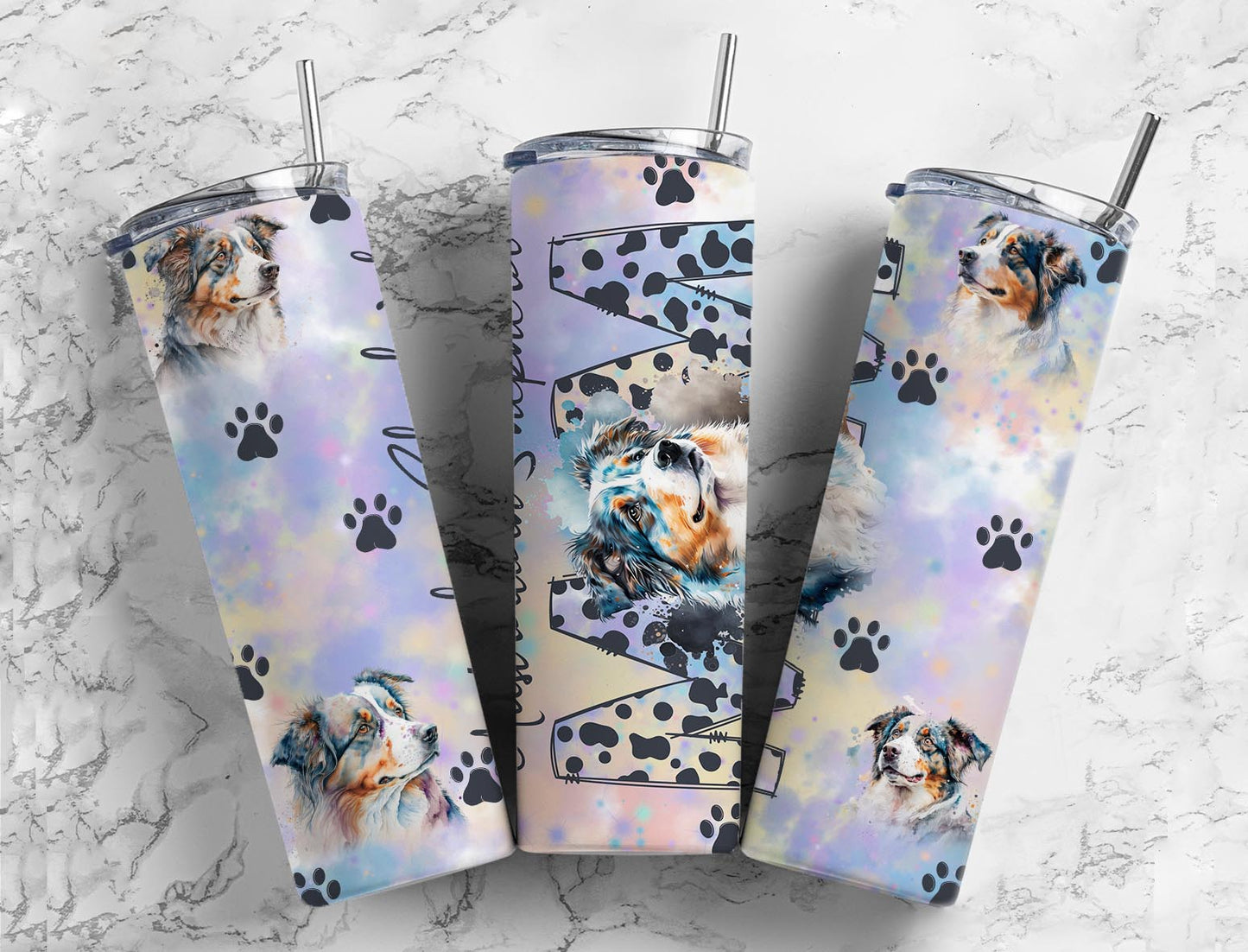 Australian Shepherd 20oz Sublimation Tumbler Designs, Dog Mom 9.2 x 8.3”  Tumbler Png, Digital Download