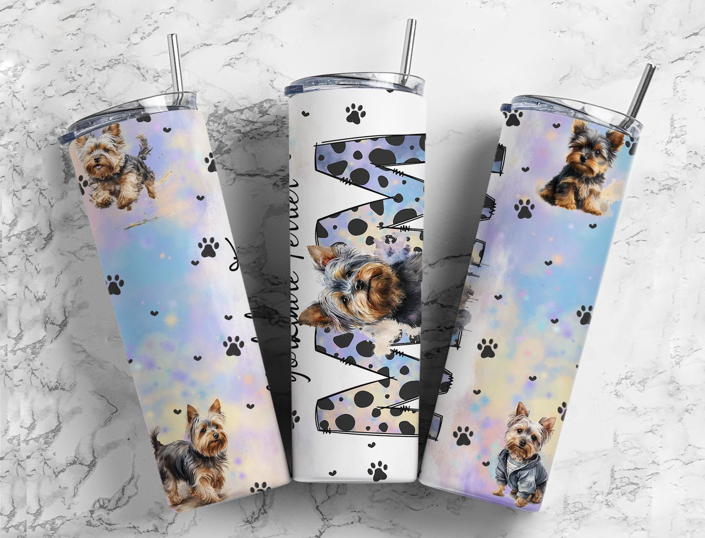 Yorkshire Terrier 20oz Sublimation Tumbler Designs, Dog Mom 9.2 x 8.3”  Tumbler Png, Digital Download