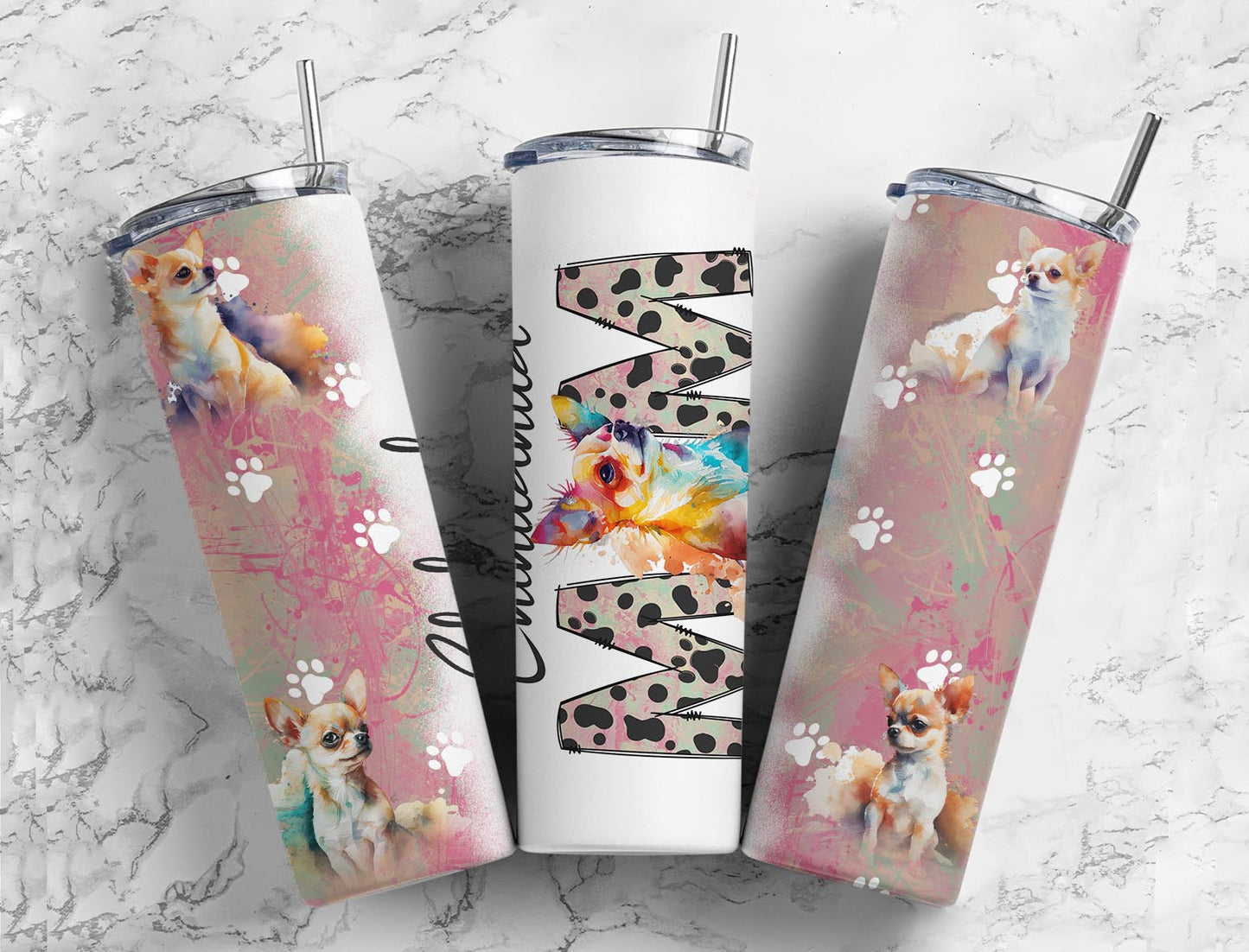 Chihuahua 20oz Sublimation Tumbler Designs, Dog Mom 9.2 x 8.3”  Tumbler Png, Digital Download