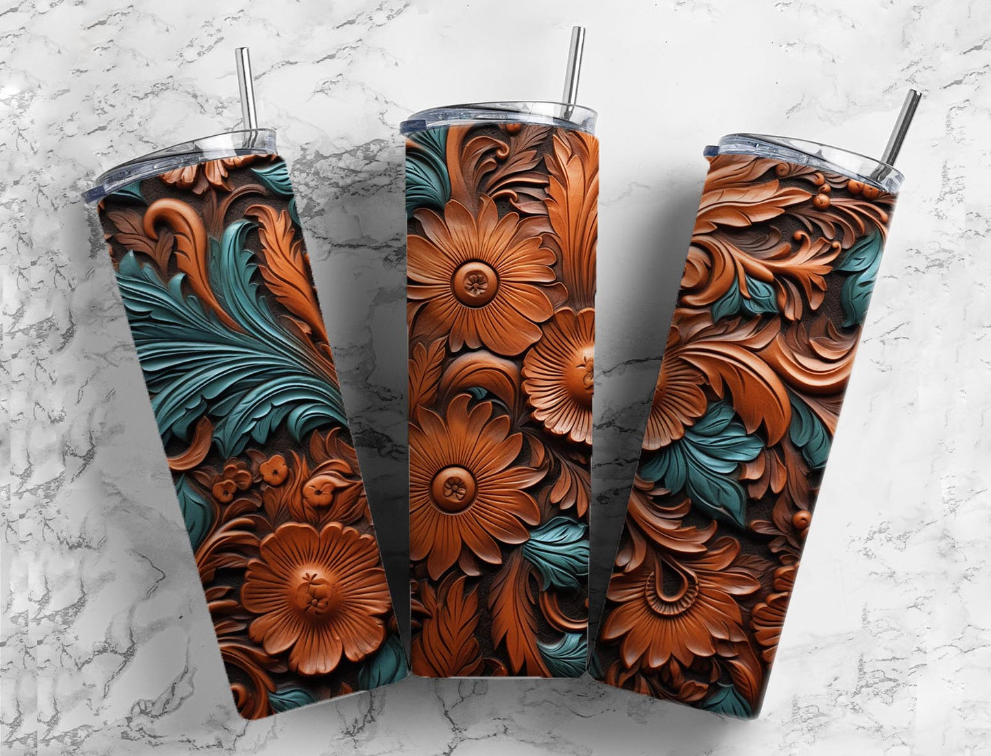 Sublimation PNG Sublimation PNG - 40 Tooled Leather PNG Bundle , Straight Tumbler, Design Bundle, Rustic West 20oz Straight Tumbler, Sunflower Tumbler Wrap, Digital Download-Tumblerwrapdesigns