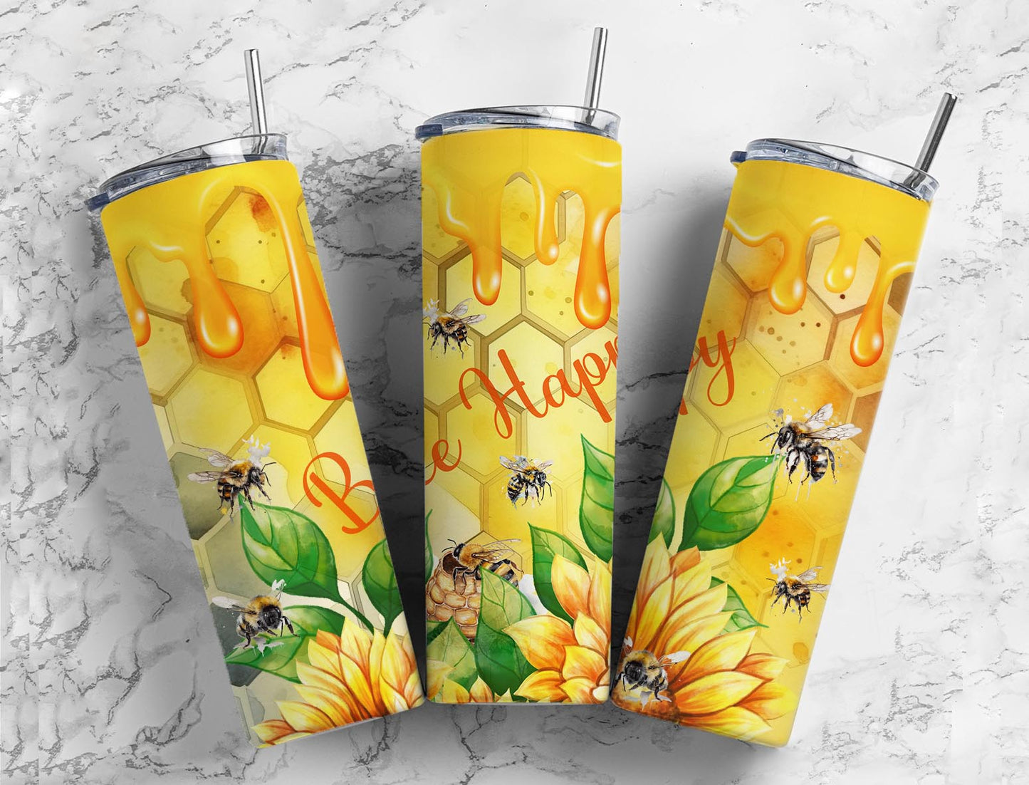 Bee Happy 20oz Sublimation Tumbler Designs, Honey Comb 9.2 x 8.3”  Tumbler Png, Digital Download