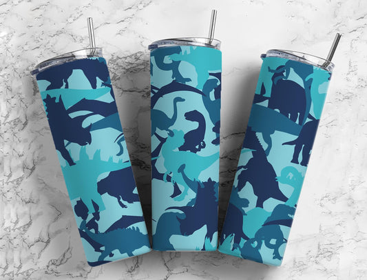 Dinosaurs in Blue 20oz Sublimation Tumbler Designs, Dino Backgrounds 9.2 x 8.3”  Tumbler Png, Digital Download