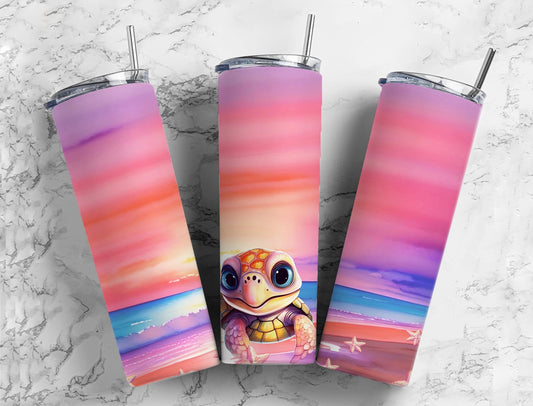 Sunset Tortoise 20oz Sublimation Tumbler Designs, Painted Animals 9.2 x 8.3”  Tumbler Png, Digital Download