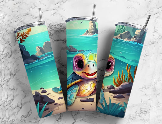 Colored Tortoise 20oz Sublimation Tumbler Designs, Painted Animals 9.2 x 8.3”  Tumbler Png, Digital Download