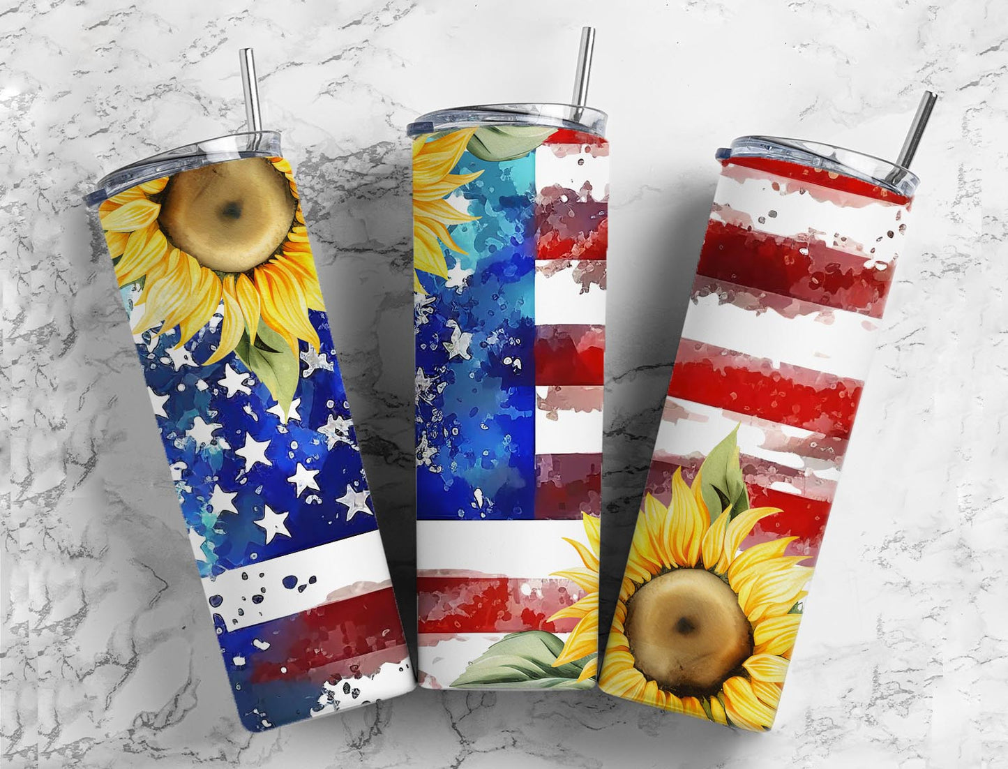 American Sunflower 20oz Sublimation Tumbler Designs, American Flag 9.2 x 8.3”  Tumbler Png, Digital Download