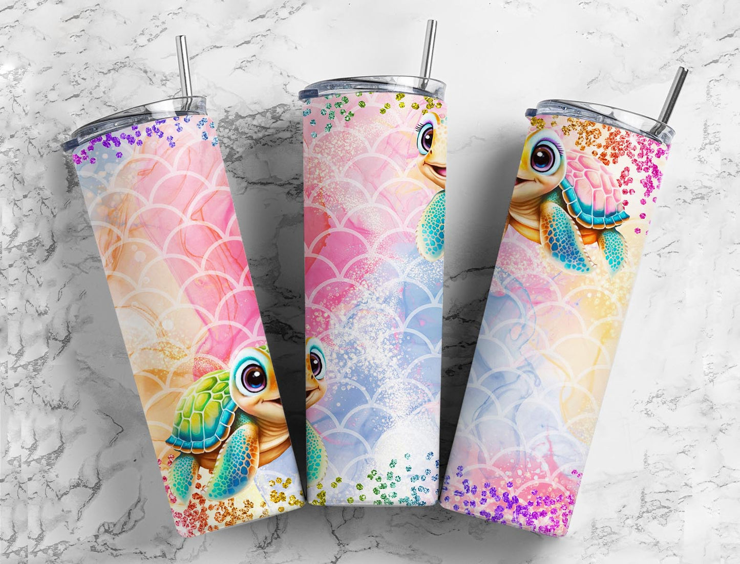 Rainbow Scale 20oz Sublimation Tumbler Designs, Colored Turtle 9.2 x 8.3”  Tumbler Png, Digital Download