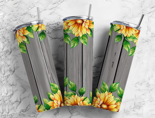 Seamless Sunflower 20oz Sublimation Tumbler Designs, Woods Background 9.2 x 8.3”  Tumbler Png, Digital Download