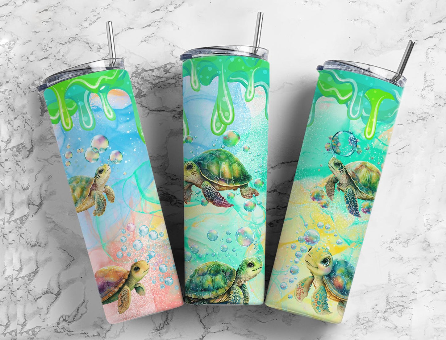 Bubble Turtle 20oz Sublimation Tumbler Designs, Water Color 9.2 x 8.3”  Tumbler Png, Digital Download