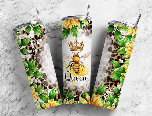 Queen Bee 20oz Sublimation Tumbler Designs, Sunflower Leopard 9.2 x 8.3”  Tumbler Png, Digital Download