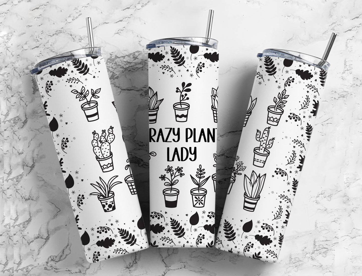 Plant Lady 20oz Sublimation Tumbler Designs, Black Plants 9.2 x 8.3”  Tumbler Png, Digital Download