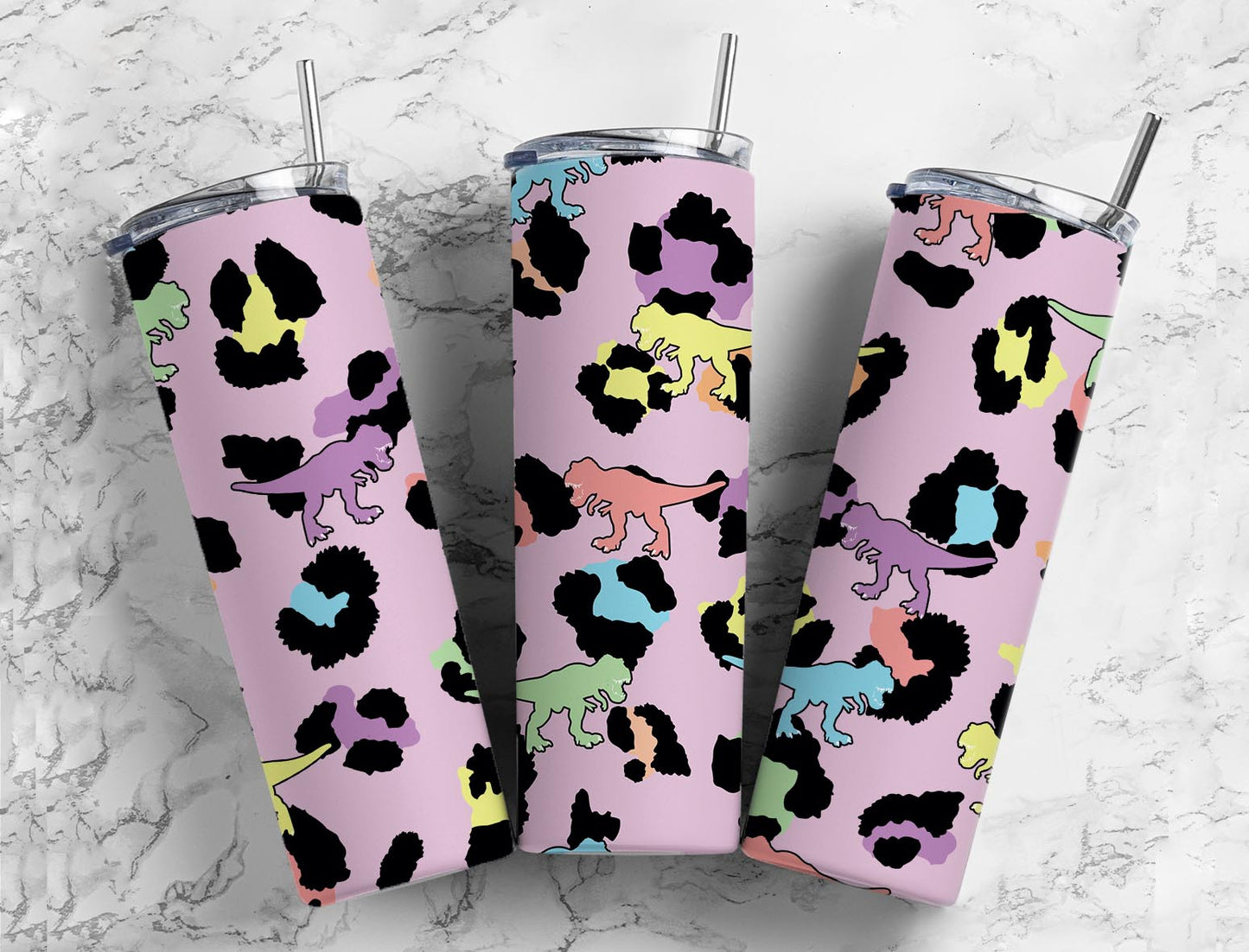 Purple Dinosaur 20oz Sublimation Tumbler Designs, Colored Leopard 9.2 x 8.3”  Tumbler Png, Digital Download