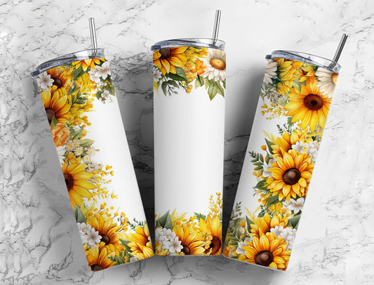 Sunflower Border 20oz Sublimation Tumbler Designs, Sunflowers 9.2 x 8.3”  Tumbler Png, Digital Download