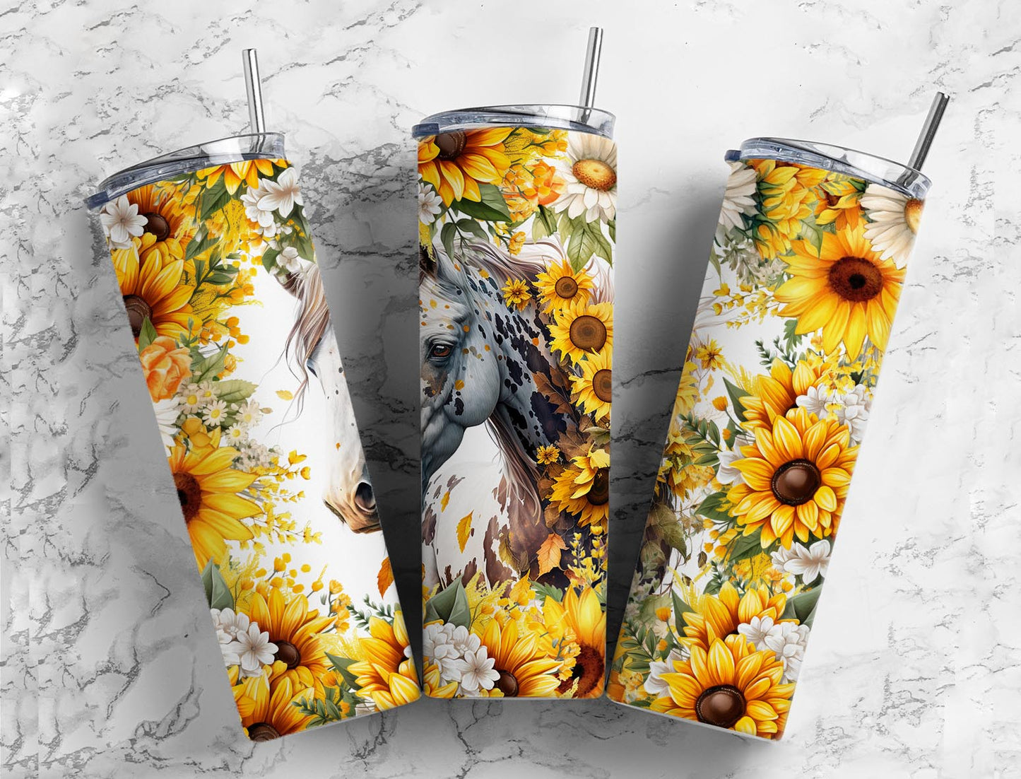 Sunflower Horse 20oz Sublimation Tumbler Designs, Head Horse 9.2 x 8.3”  Tumbler Png, Digital Download