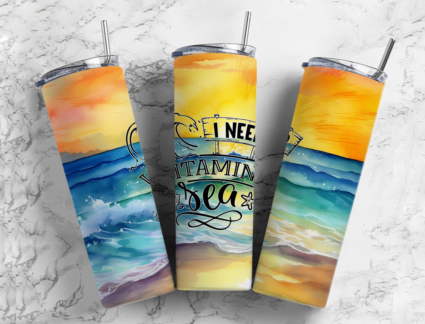 Vitamin Sea 20oz Sublimation Tumbler Designs, Sunset 9.2 x 8.3”  Tumbler Png, Digital Download