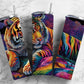 Tiger 20oz Sublimation Tumbler Designs, Rainbow Patchwork Quilt 9.2 x 8.3” Straight Skinny Tumbler, Tumbler Wrap PNG