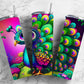 Cartoon peacock 20oz Sublimation Tumbler Designs, Colorful rainbow 9.2 x 8.3” Straight Skinny Tumbler Wrap PNG