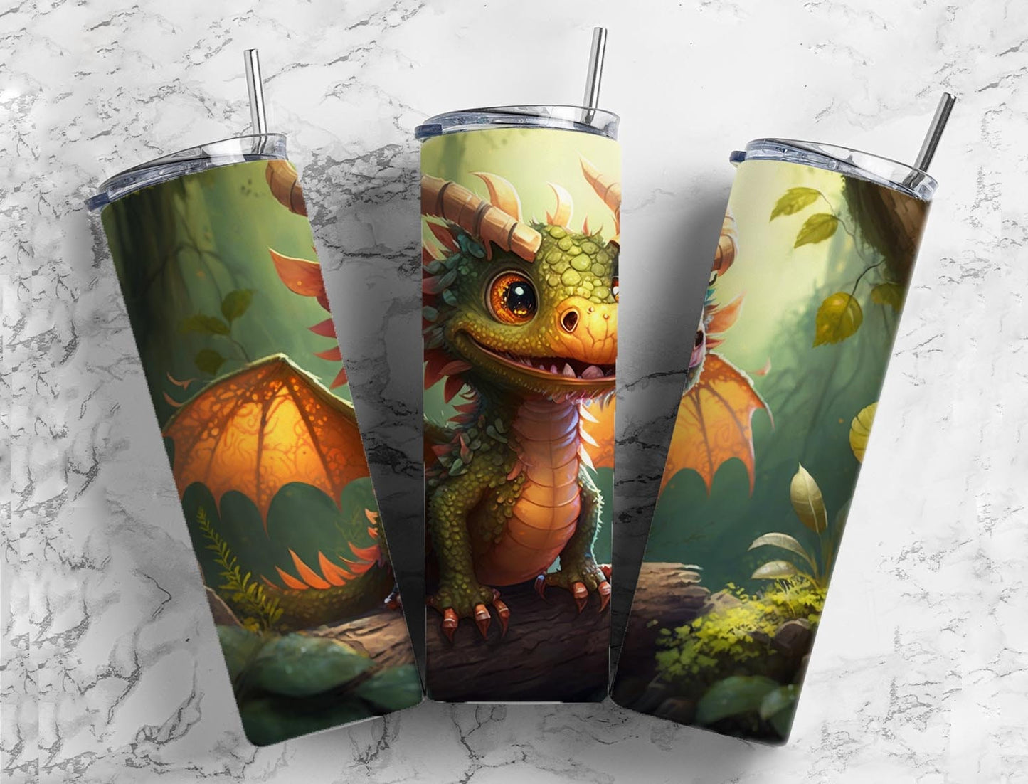 Baby dragon 20oz Sublimation Tumbler Designs, baby animal 9.2 x 8.3” Straight Skinny Tumbler Wrap PNG