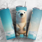 Cartoon polar bear 20oz Sublimation Tumbler Designs, ice landscape 9.2 x 8.3” Straight Skinny Tumbler Wrap PNG