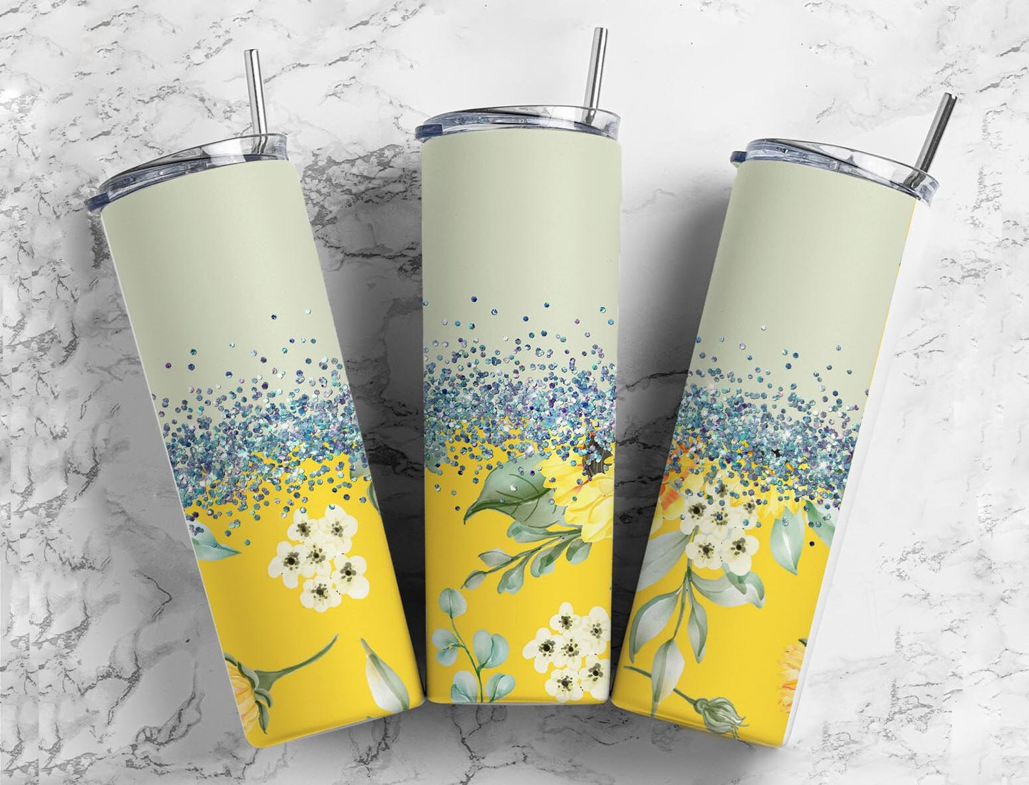 Vintage Florets 20oz Sublimation Tumbler Designs, Iridescent Glitter Bache 9.2 x 8.3” Straight Skinny Tumbler, PNG 1425