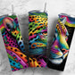 Cheetah 20oz Sublimation Tumbler Designs, Vibrant Neon Rainbow 9.2 x 8.3” Straight Skinny Tumbler, Tumbler Wrap PNG