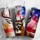 Deer antlers 20oz Sublimation Tumbler Designs, American flag 9.2 x 8.3” Straight Skinny Tumbler Wrap PNG