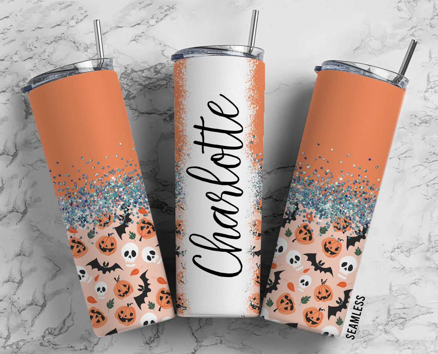 Aesthetic Peach Flower 20oz Sublimation Tumbler Designs, Floral Glitter Split 9.2 x 8.3” Straight Skinny Tumbler Wrap PNG 143