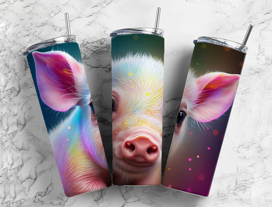 Alcohol Ink Piglet 20oz Sublimation Tumbler Designs, Pig Cute 9.2 x 8.3” Straight Skinny Tumbler Wrap PNG, Sublimation Design PNG