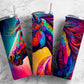 Rainbow horse 20oz Sublimation Tumbler Designs, colorful neon rainbow 9.2 x 8.3” Straight Skinny Tumbler Wrap PNG