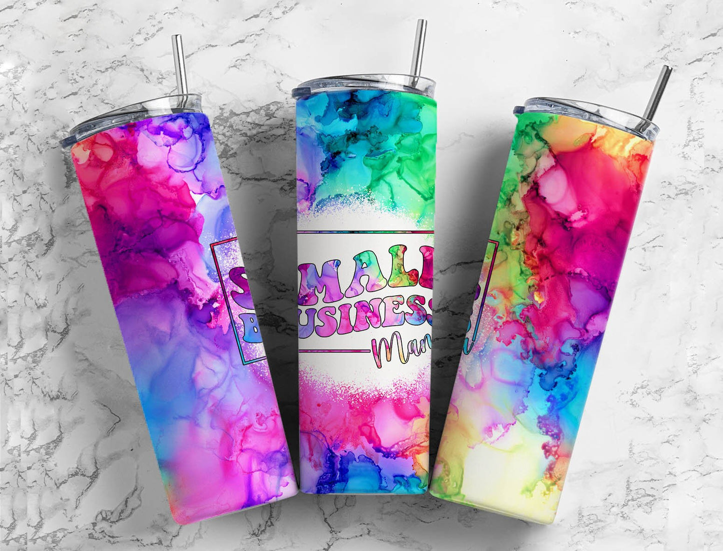 rainbow Alcohol ink 20oz Sublimation Tumbler Designs, Small business 9.2 x 8.3” Straight Skinny Tumbler Wrap PNG