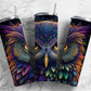 Rainbow owl 20oz Sublimation Tumbler Designs, neon colorful 9.2 x 8.3” Straight Skinny Tumbler Wrap PNG