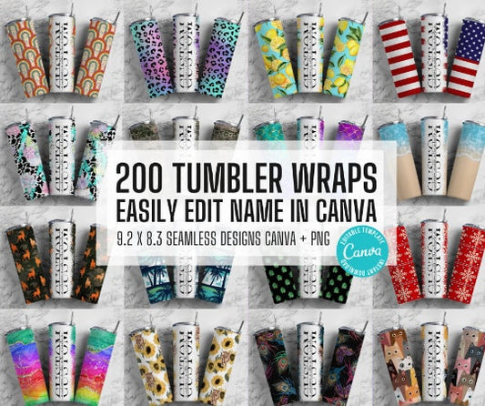 Mega Bundle Split 200 Editable Canva Tumbler Templates, Add Your Own Name, Canva Template, 9.2x8.3 Seamless Tumbler Wrap Designs (2023-04-18 12.40.52)