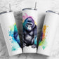 rainbow Gorilla 20oz Sublimation Tumbler Designs, Paint splatter 9.2 x 8.3” Straight Skinny Tumbler Wrap PNG