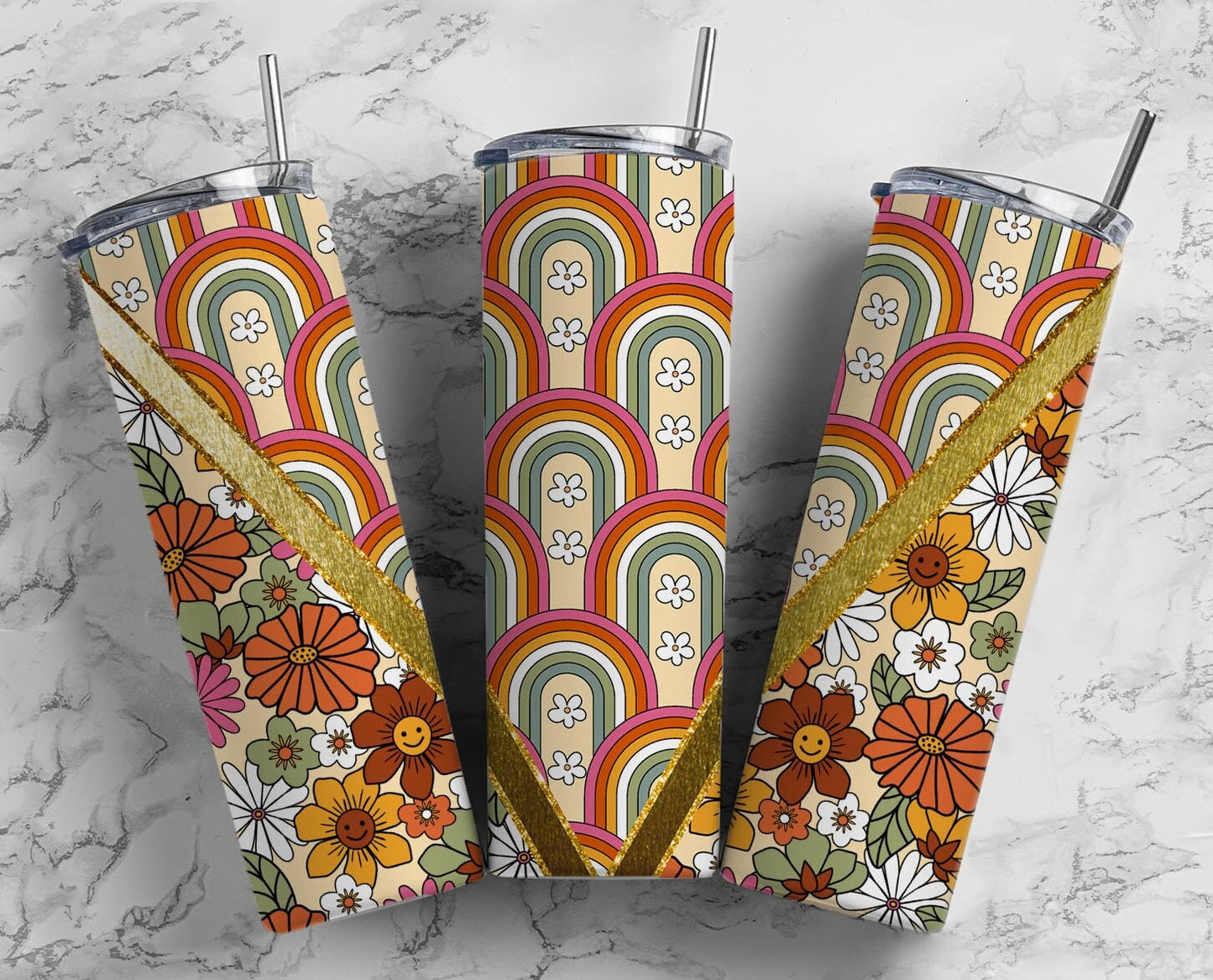 Retro Hippy 20oz Sublimation Tumbler Designs, Rainbow Boho 9.2 x 8.3” Straight Skinny Tumbler Wrap, Aesthetic Tumbler (2023-04-18 16.11.17)