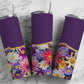 Purple Flower 20oz Sublimation Tumbler Designs, AestheticFloral 9.2 x 8.3” Straight Skinny Tumbler Wrap PNG, Gold Agate 174