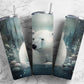 Polar bear 20oz Sublimation Tumbler Designs, Dark forest 9.2 x 8.3” Straight Skinny Tumbler Wrap PNG