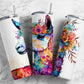 Rainbow llama 20oz Sublimation Tumbler Designs, Alcohol ink floral 9.2 x 8.3” Straight Skinny Tumbler Wrap PNG