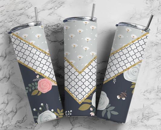 Roses Rustic 20oz Sublimation Tumbler Designs, Aesthetic Boho V Split 9.2 x 8.3” Straight Skinny Tumbler Wrap PNG 24